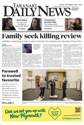 Cover of Taranaki Daily News