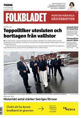 Cover of Folkbladet Vasterbotten