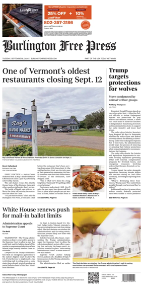 Cover of Burlington Free Press