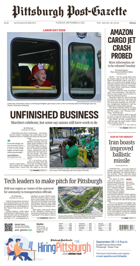 Cover of Pittsburgh Post-Gazette