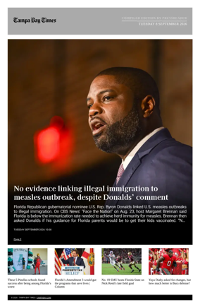 Cover of Tampa Bay Times TFP