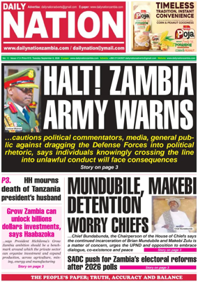 Cover of Daily Nation Newspaper