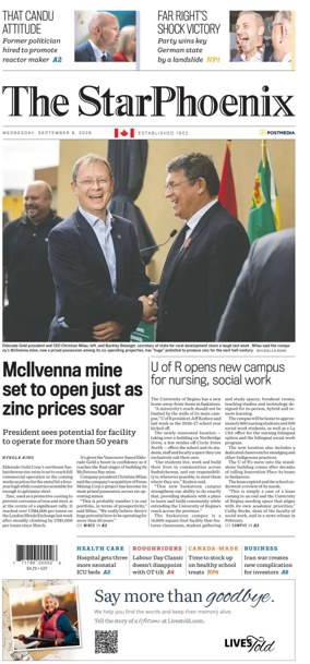 Cover of Saskatoon StarPhoenix