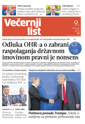 Cover of Vecernji list BiH
