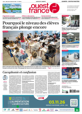 Cover of Ouest-France (Quimper Centre-Finistere)