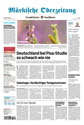Cover of Markische Oderzeitung Frankfurt (Oder)