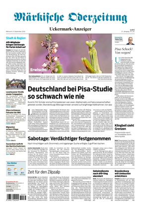 Cover of Markische Oderzeitung Uckermarkanzeiger