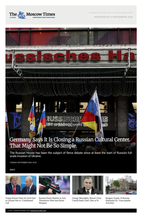 Cover of The Moscow Times - English