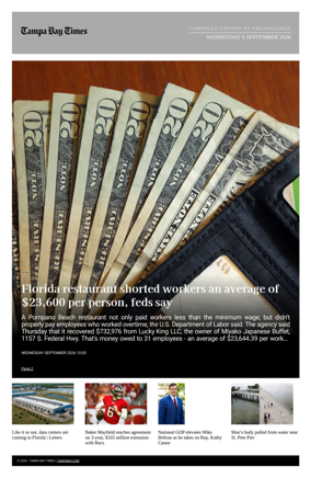 Cover of Tampa Bay Times TFP