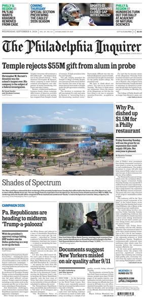 Cover of The Philadelphia Inquirer (South Jersey edition)
