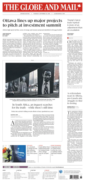 Cover of The Globe and Mail (Ontario Edition)