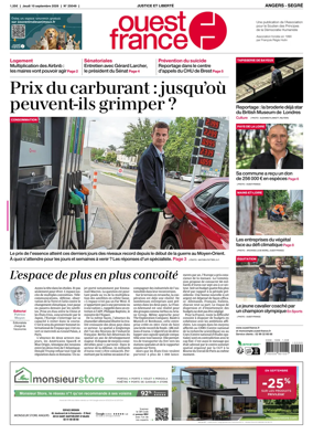 Cover of Ouest France (Angers / Segre)