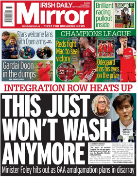 Cover of Irish Daily Mirror