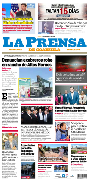 Cover of La Prensa de Coahuila