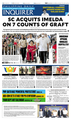 Cover of Philippine Daily Inquirer