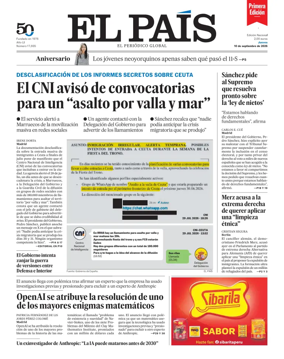 Cover of EL PAIS primera edicion