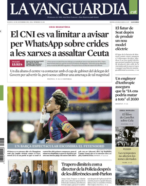 Cover of La Vanguardia (Catalonia - 1st edition)