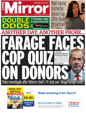 Cover of Daily Mirror (Northern Ireland)