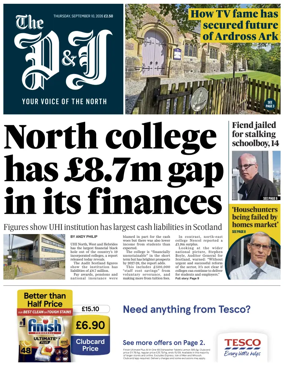 Cover of The Press and Journal (Inverness Highlands and Islands)