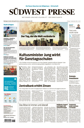 Cover of Sudwest Presse - Metzinger Uracher Volksblatt - Der Ermstalbote