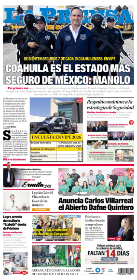 Cover of La Prensa de Coahuila