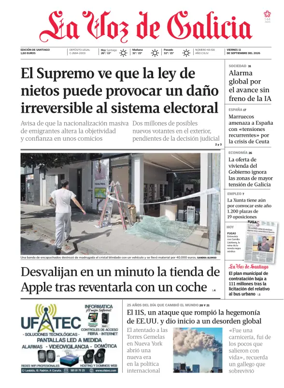 Cover of La Voz de Galicia (Santiago)