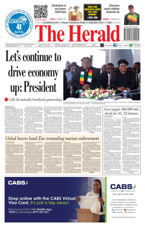 Cover of The Herald (Zimbabwe)