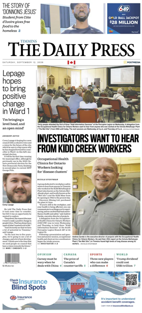Cover of The Daily Press (Timmins)