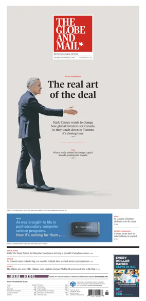 Cover of The Globe and Mail (BC Edition)