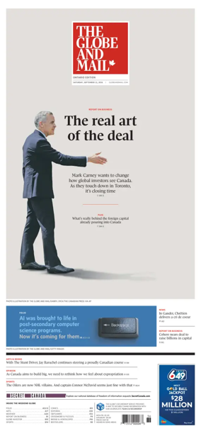Cover of The Globe and Mail (Ontario Edition)
