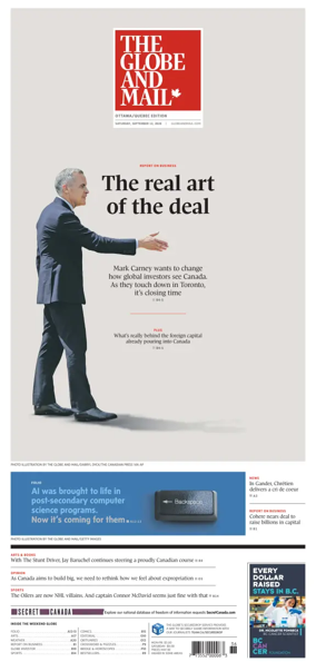 Cover of The Globe and Mail (Ottawa/Quebec Edition)