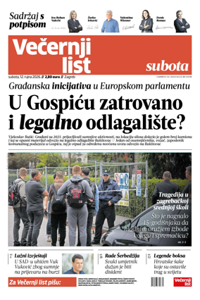Cover of Vecernji list - Zagreb