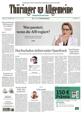 Cover of Thuringer Allgemeine (Sonderhausen und Artern)
