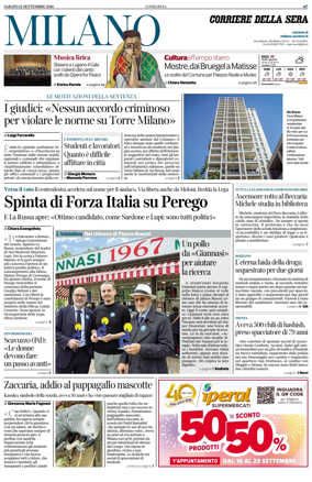 Cover of Corriere della Sera (Milano)