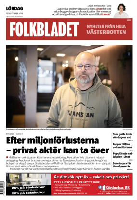 Cover of Folkbladet Vasterbotten