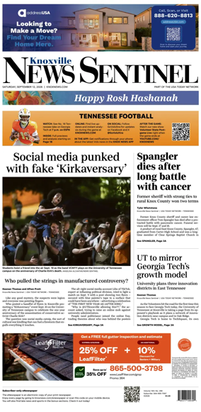 Cover of Knoxville News Sentinel