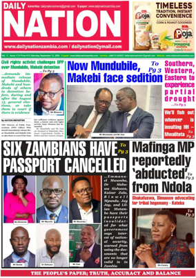 Cover of Daily Nation Newspaper