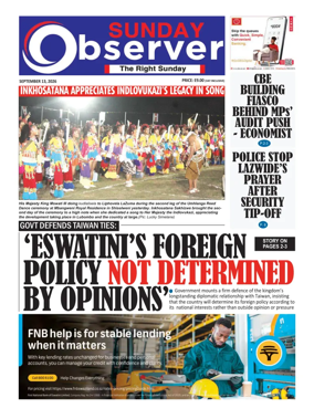 Cover of Sunday Observer (Eswatini)