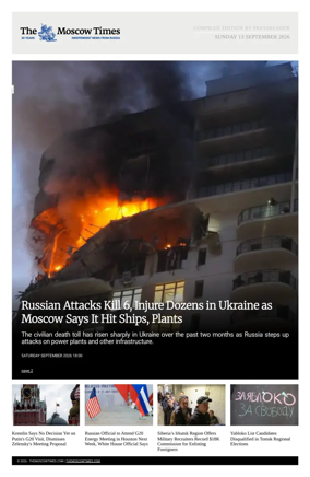Cover of The Moscow Times - English