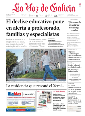 Cover of La Voz de Galicia (Santiago)