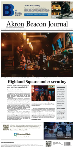 Cover of Akron Beacon Journal