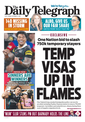 Cover of The Daily Telegraph (Sydney)