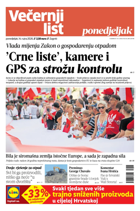 Cover of Vecernji list - Zagreb