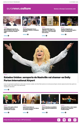 Cover of Euronews Culture and Sport (Portuguese)