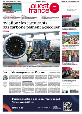 Cover of Ouest-France (Quimper Centre-Finistere)