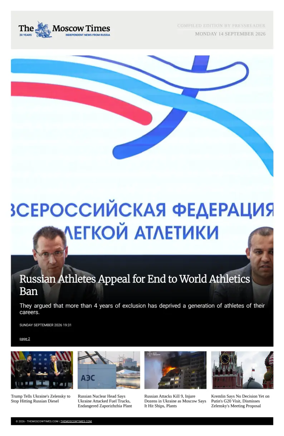 Cover of The Moscow Times - English