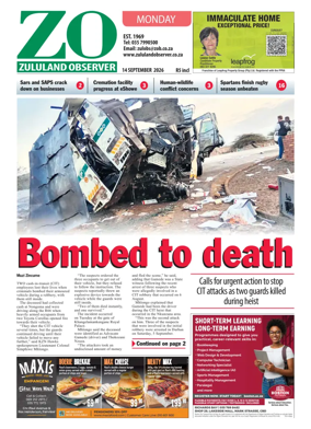 Cover of Zululand Observer - Monday