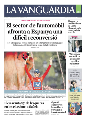 Cover of La Vanguardia (Catala)