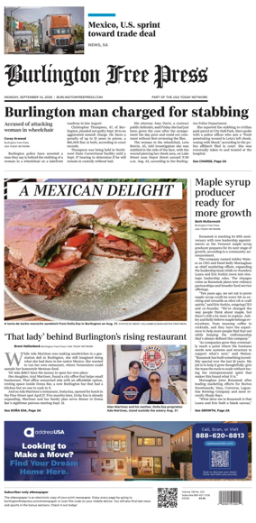 Cover of Burlington Free Press