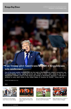 Cover of Tampa Bay Times TFP